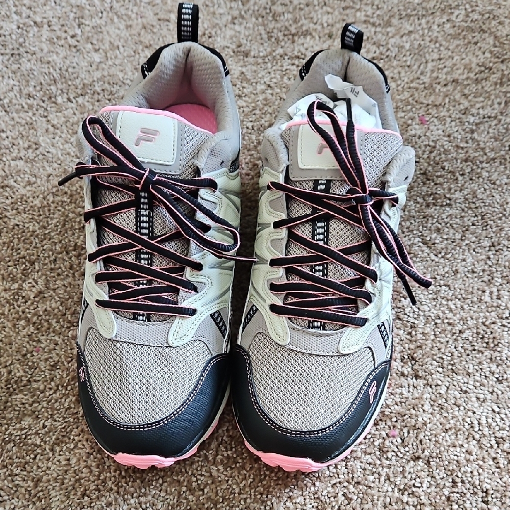 FILA Women's Evergrand Olive/Tan, Black and Pink Sneakers
